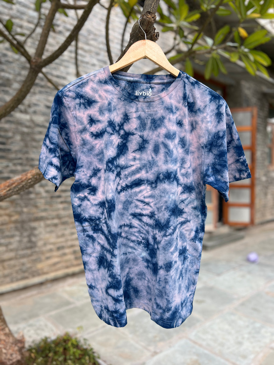 Men's Tie and Dye Blue Regular Fit T-Shirt