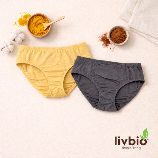 Grey & Marigold Yellow Organic Cotton & Natural Dyed Women's Underwear Combo - Pack of 2