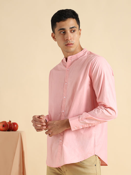 Pink Mens Organic Cotton & Naturally Dyed Round Neck Shirt