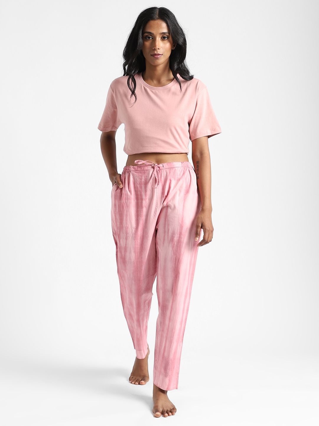 Earth Pink Women's Organic Cotton & Natural Dyed Slim Fit Tie & Dye Pants