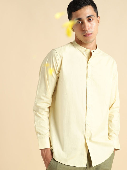 Lemon Yellow Mens Organic Cotton & Naturally Dyed Round Neck Shirt