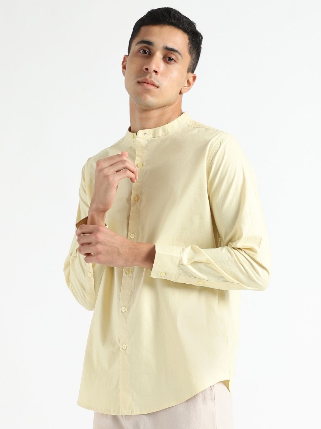 Lemon Yellow Mens Organic Cotton & Naturally Dyed Round Neck Shirt