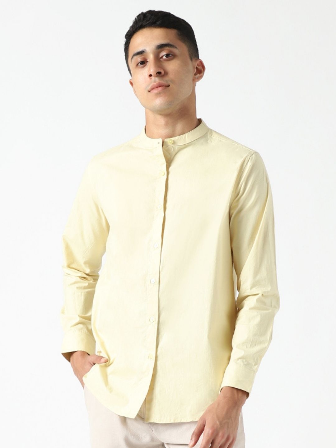 Lemon Yellow Mens Organic Cotton & Naturally Dyed Round Neck Shirt