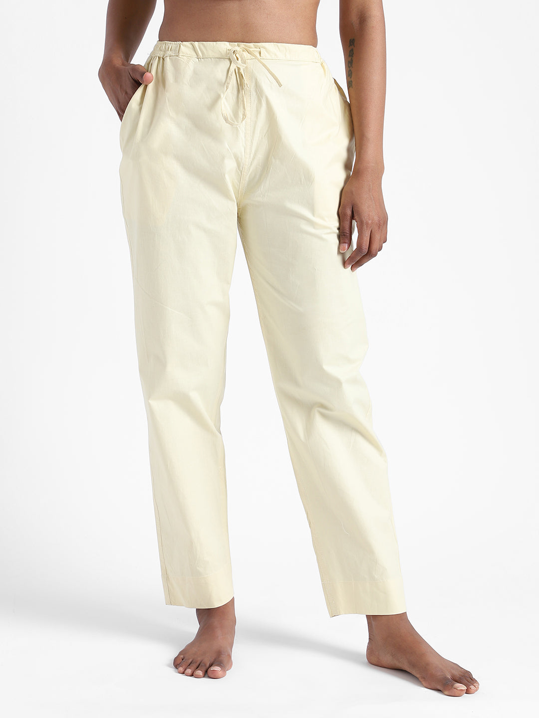 Lemon Yellow Women's Organic Cotton & Natural Dyed Slim Fit Pants