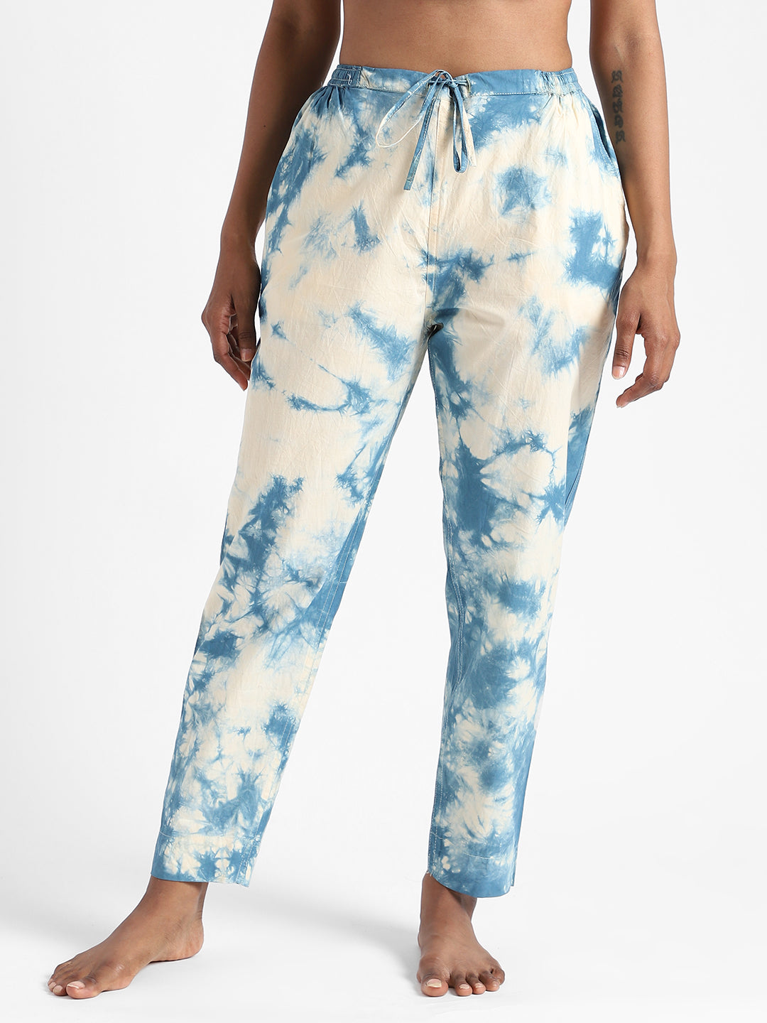 Indigo Blue Women's Organic Cotton & Natural Dyed Slim Fit Tie & Dye Pants
