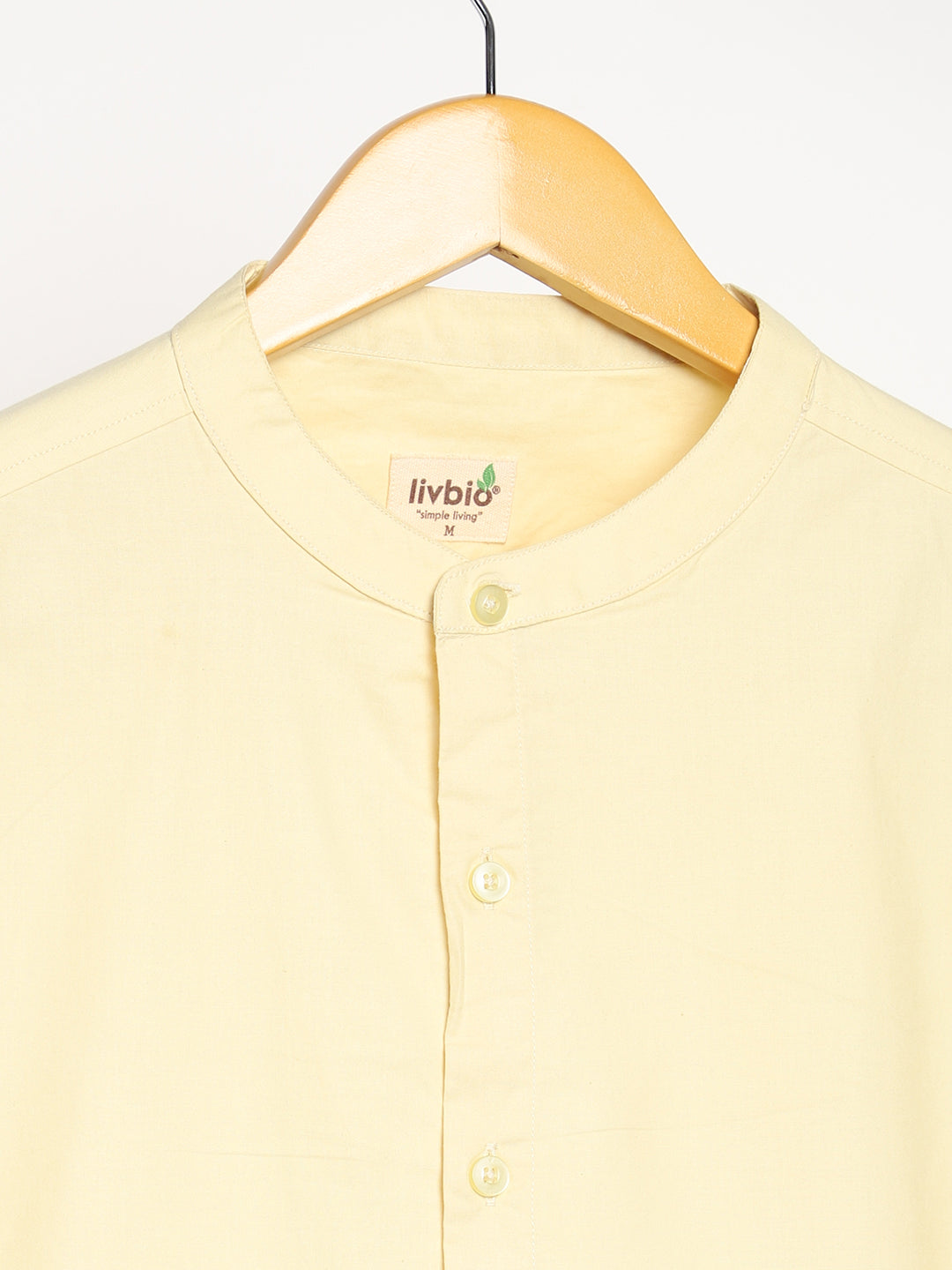 Lemon Yellow Mens Organic Cotton & Naturally Dyed Round Neck Shirt