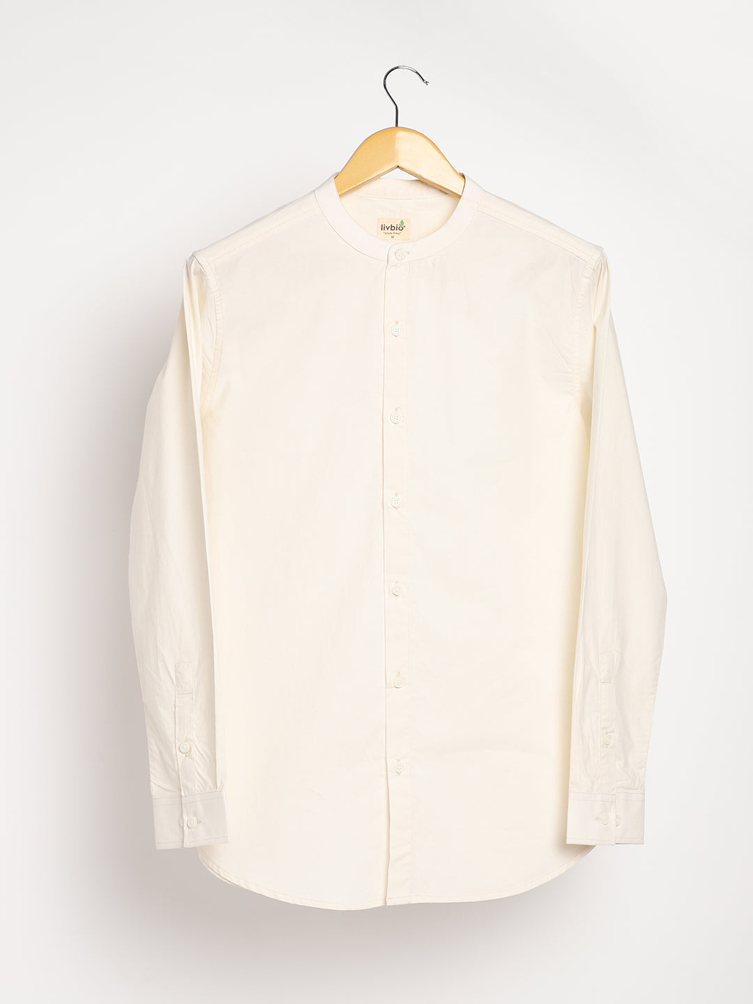 Light Cream Mens Organic Cotton & Naturally Dyed Round Neck Shirt